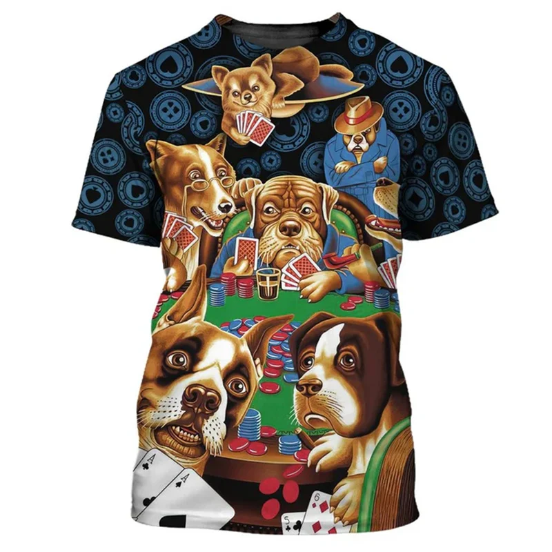 Poker Card Game Funny Print T-shirt Men's Clothing Casual Sport Short Sleeve T Shirts 3D Print Funny Pattern Novel Harajuku Tee - Image 2