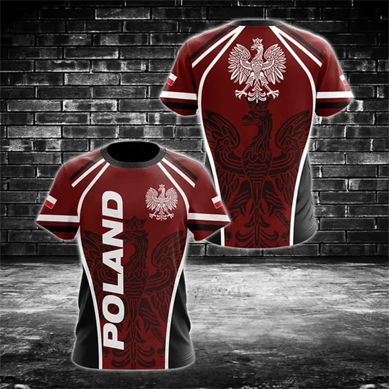 Polish Flag Badge 3D Print T-shirt Men Clothing Fashion Streetwear O Neck Pride T Shirts Camo Plaid Summer Sport Casual Tee Top - Image 2