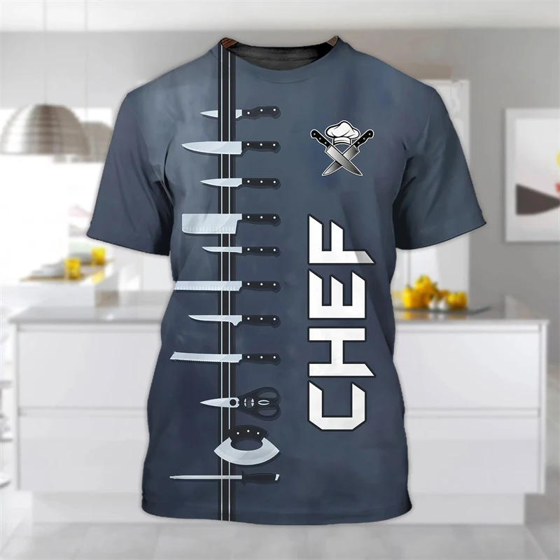 Chef Shirt Kitchen Men's T-shirts 3D Print Men Clothing O-Neck Oversized Short Sleeve Tops Fashion Punk Streetwear Tee Shirt 4XL - Image 4