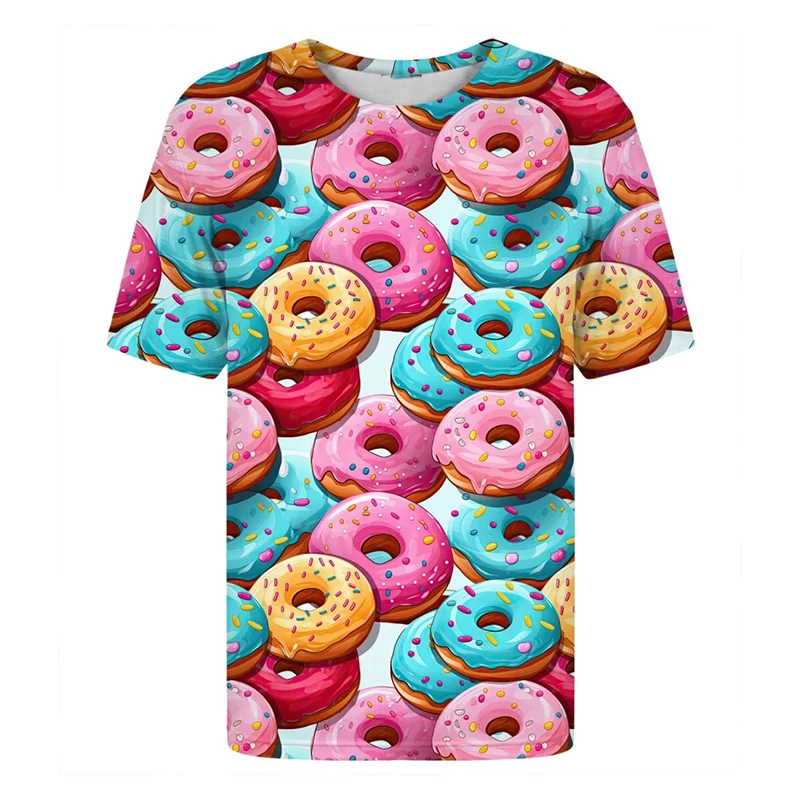 All Over Printed Donuts Pattern T-shirt For Kid Men's Clothing Funny Leisure Short Sleeve Tee Shirt Harajuku Street Food Tee - Image 3