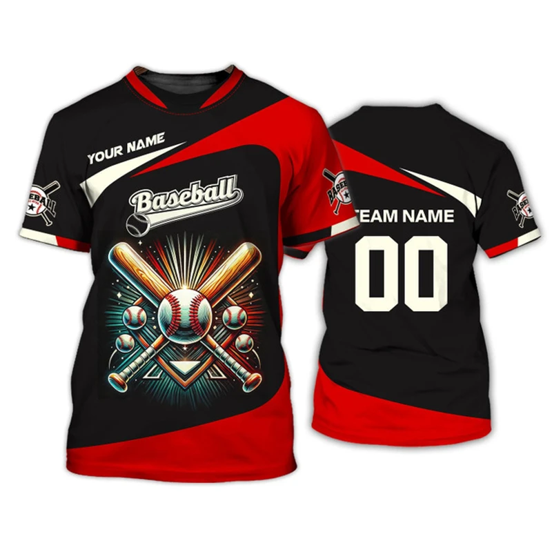 Baseball Custom Names T-shirt For Men's Clothing Short Sleeve O-neck Pullover Top Cool Pattern Fashion Trend Sports Tee 2025 - Image 5