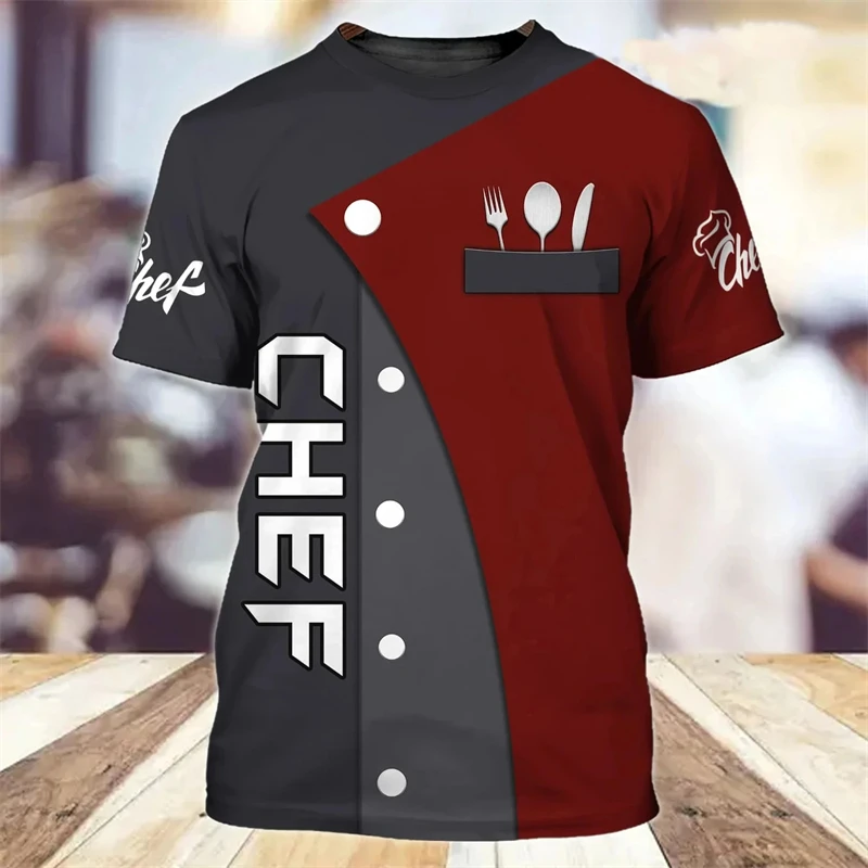 Chef Shirt Kitchen Men's T-shirts 3D Print Men Clothing O-Neck Oversized Short Sleeve Tops Fashion Punk Streetwear Tee Shirt 4XL - Image 5