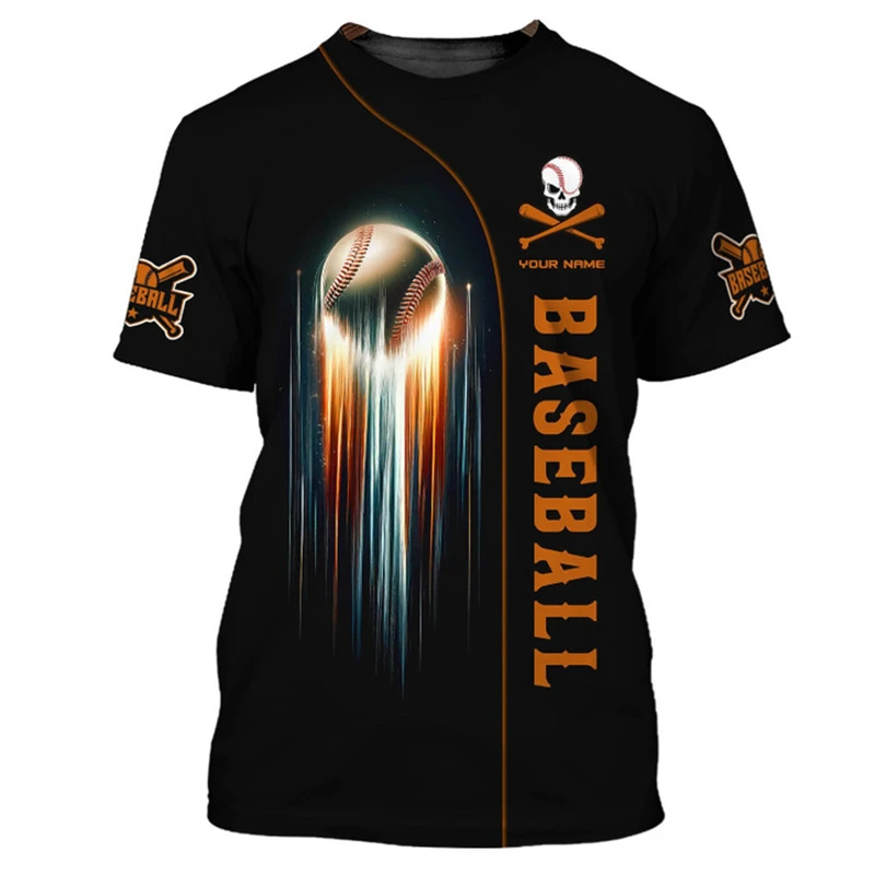 Baseball Custom Names T-shirt For Men's Clothing Short Sleeve O-neck Pullover Top Cool Pattern Fashion Trend Sports Tee 2025 - Image 3
