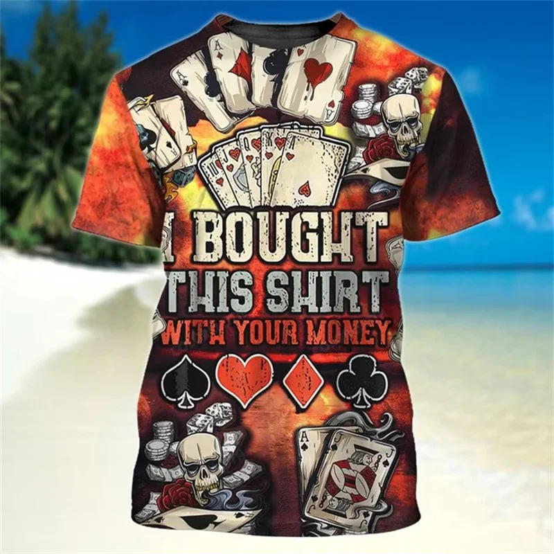 Poker Card Game Funny Print T-shirt Men's Clothing Casual Sport Short Sleeve T Shirts 3D Print Funny Pattern Novel Harajuku Tee - Image 4