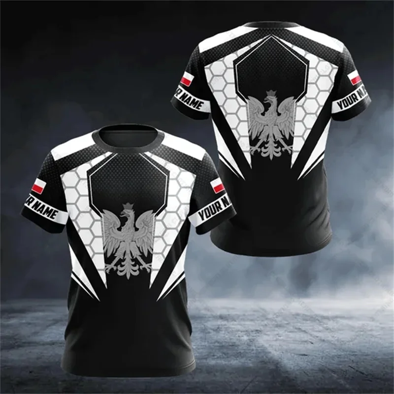 Polish Flag Badge 3D Print T-shirt Men Clothing Fashion Streetwear O Neck Pride T Shirts Camo Plaid Summer Sport Casual Tee Top - Image 3