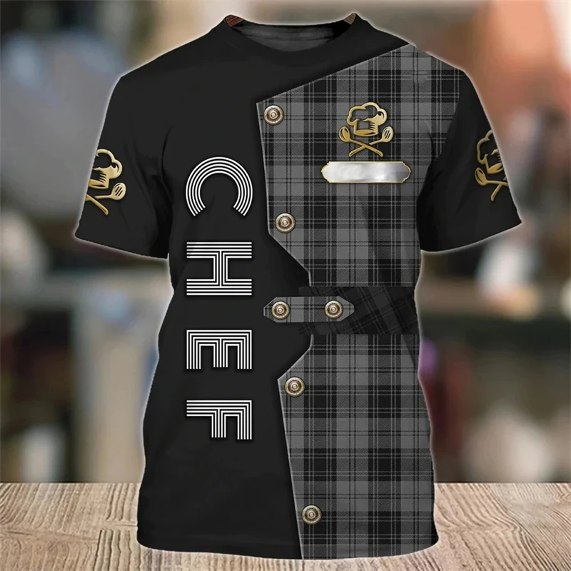 Chef Shirt Kitchen Men's T-shirts 3D Print Men Clothing O-Neck Oversized Short Sleeve Tops Fashion Punk Streetwear Tee Shirt 4XL - Image 2