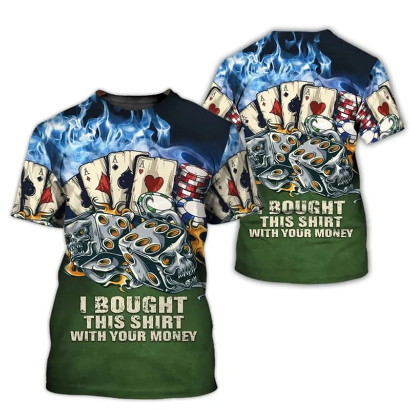 Poker Card Game Funny Print T-shirt Men's Clothing Casual Sport Short Sleeve T Shirts 3D Print Funny Pattern Novel Harajuku Tee - Image 5
