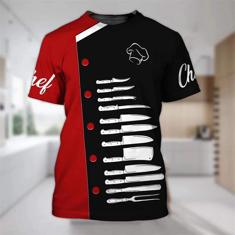 Chef Shirt Kitchen Men's T-shirts 3D Print Men Clothing O-Neck Oversized Short Sleeve Tops Fashion Punk Streetwear Tee Shirt 4XL - Image 3